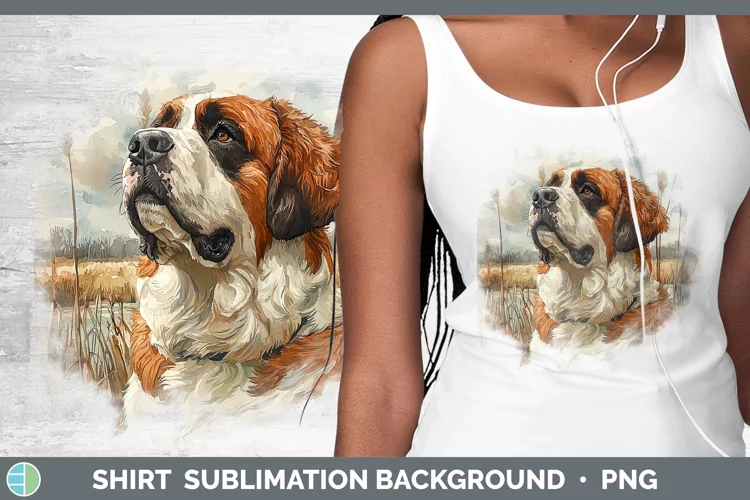 Autumn Dogs Saint Bernard Shirt Sublimation Sublimation Back