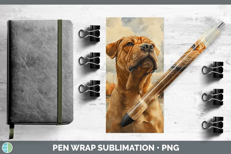 Autumn Dogs Shar Pei Pen Wrap Sublimation Epoxy Pen Designs