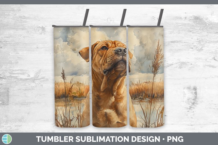 Autumn Dogs Shar Pei Tumbler Sublimation 20 oz Skinny Tumble