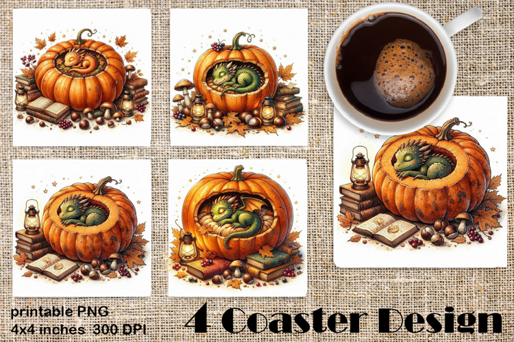 Fantasy Dragon Book Coasters | Cozy Fall Dragon Sublimation