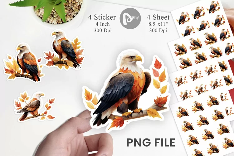 Autumn Eagle Watercolor Sticker