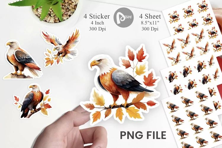 Autumn Eagle Watercolor Sticker