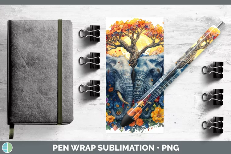 Autumn Elephant Pen Wrap Sublimation Epoxy Pen Designs