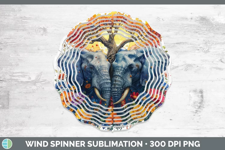 Autumn Elephant Wind Spinner Sublimation Spinner Designs
