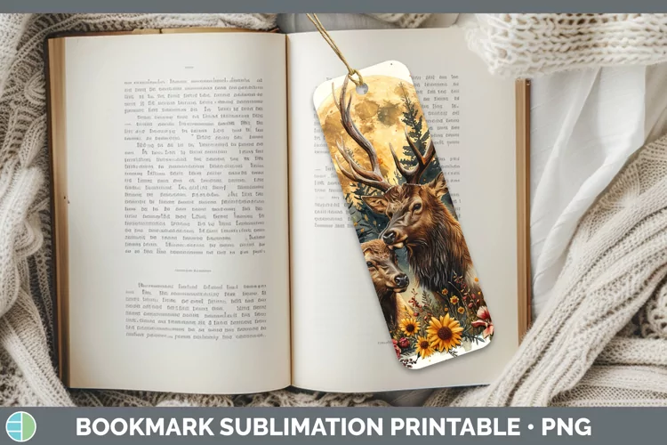 Autumn Elk Bookmark Sublimation Printable Designs