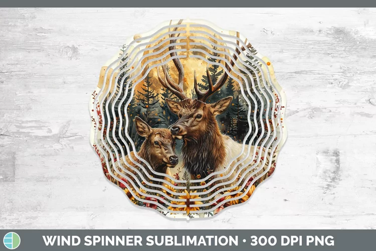 Autumn Elk Wind Spinner Sublimation Spinner Designs