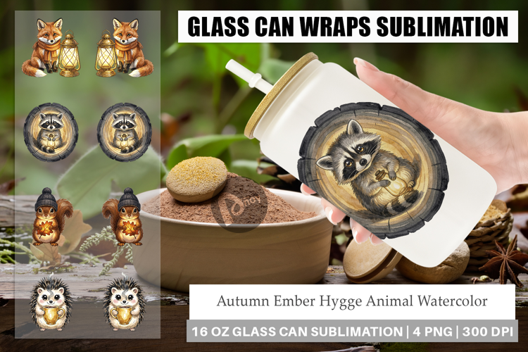 Autumn Ember Hygge Animal Glass Can