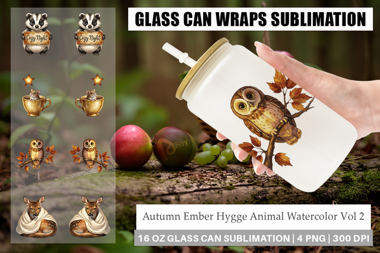 Autumn Ember Hygge Animal Glass Can