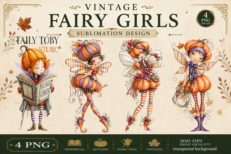 Vintage Fairy Girls PNG Clipart | Halloween Fairy Clipart