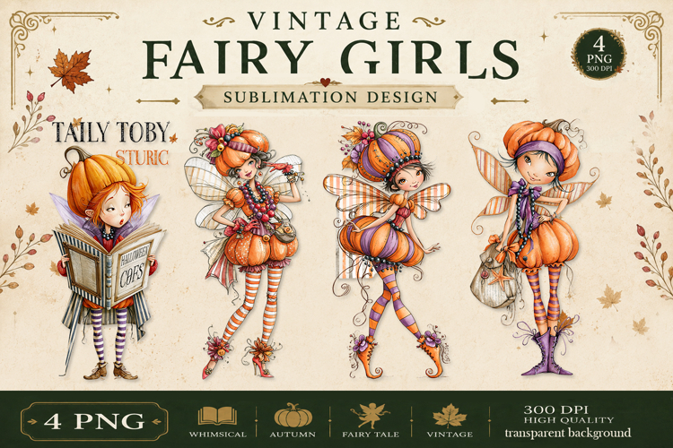 Vintage Fairy Girls PNG Clipart | Halloween Fairy Clipart