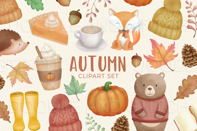 Autumn/Fall Watercolor Clipart Illustrations