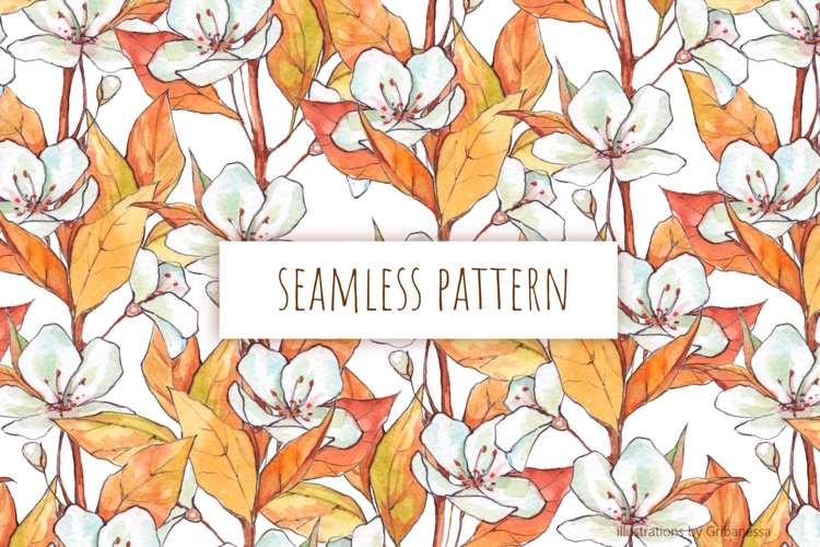Watercolor Autumn Floral Pattern