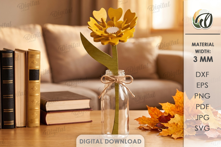 3D Flower Laser Cut. Floral Home Decor SVG
