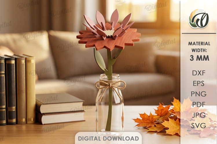 3D Flower Laser Cut. Floral Home Decor SVG