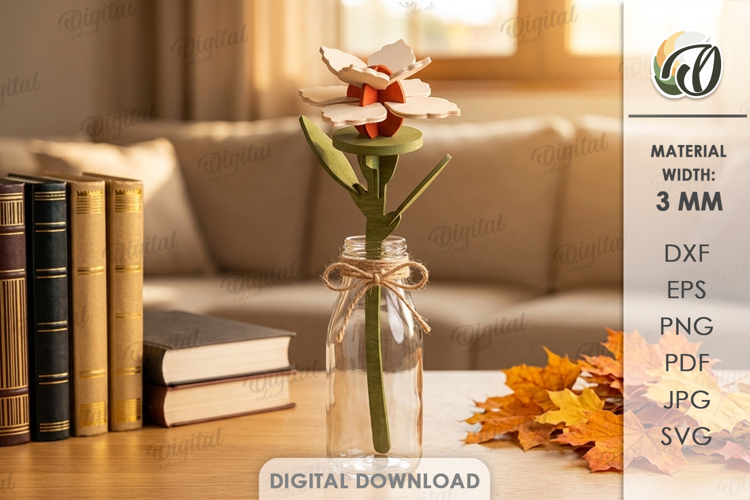3D Flower Laser Cut. Floral Home Decor SVG