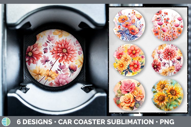 Autumn Flowers Car Coaster | Bundle Coaster Designs