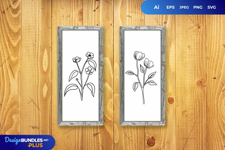 Flowers Outlines Hand Drawn
