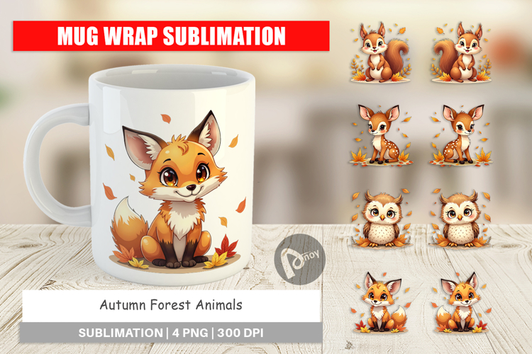 Autumn Forest Animals Mug Wrap