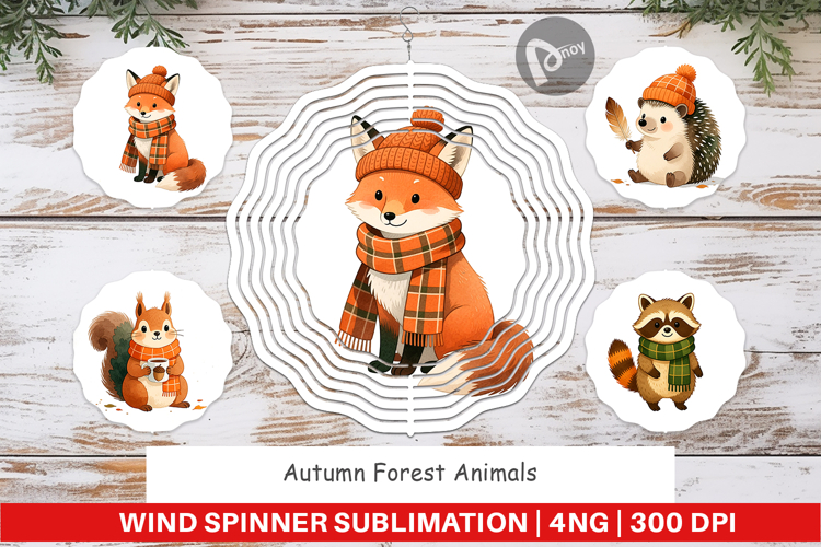 Autumn Forest Animals Wind Spinner