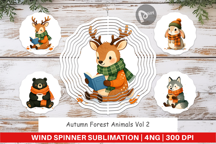 Autumn Forest Animals Wind Spinner