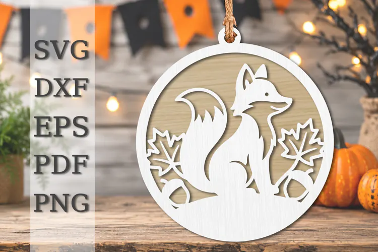 Autumn Fox Ornament Laser Cut SVG