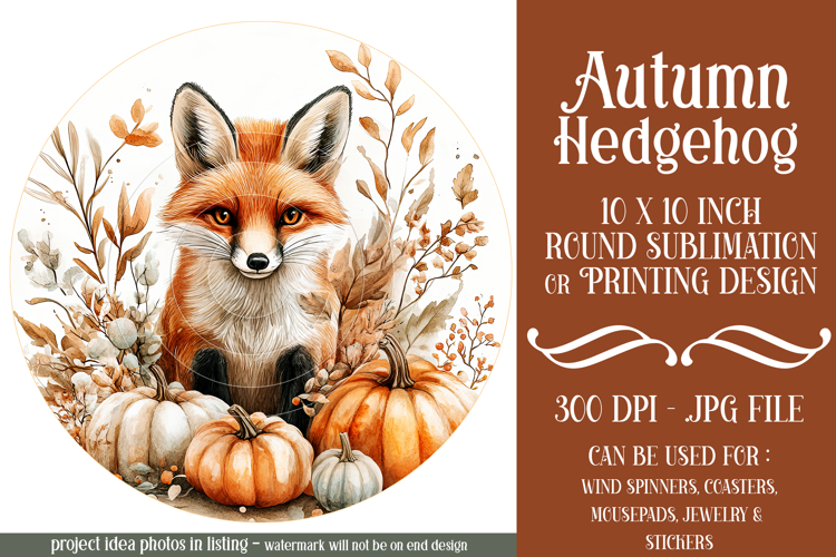 Autumn Fox Wind Spinner, Cute Autumn Fox Round Design, d1