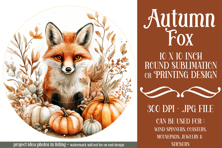 Autumn Fox Wind Spinner, Cute Autumn Fox Round Design, d1