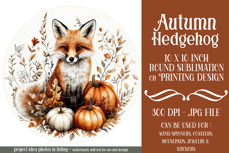 Autumn Fox Wind Spinner, Cute Autumn Fox Round Design, d2