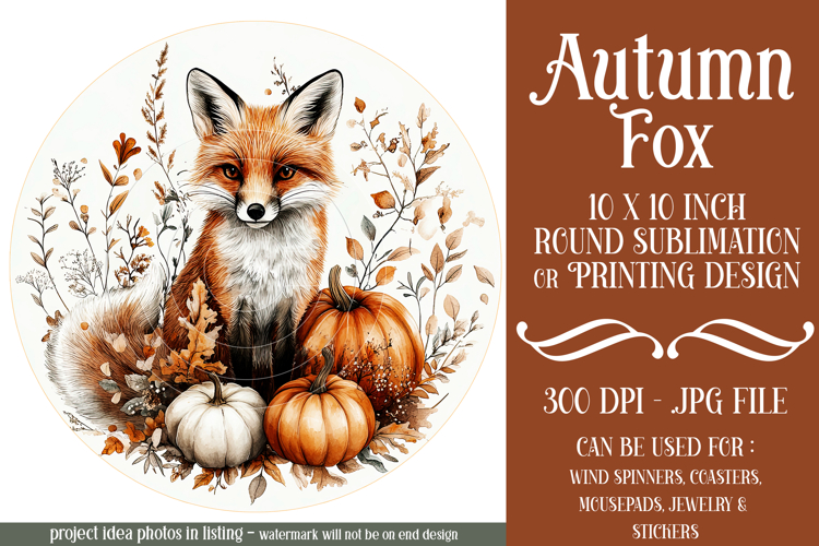Autumn Fox Wind Spinner, Cute Autumn Fox Round Design, d2