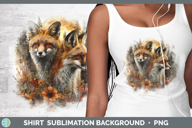 Autumn Fox Shirt Sublimation Sublimation Background Designs