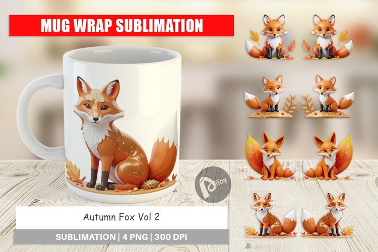 Mug Wrap Design Fall Fox