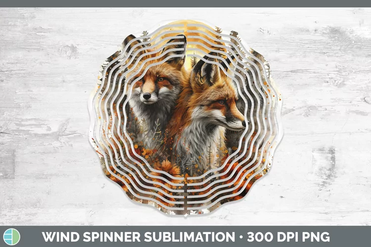 Autumn Fox Wind Spinner Sublimation Spinner Designs