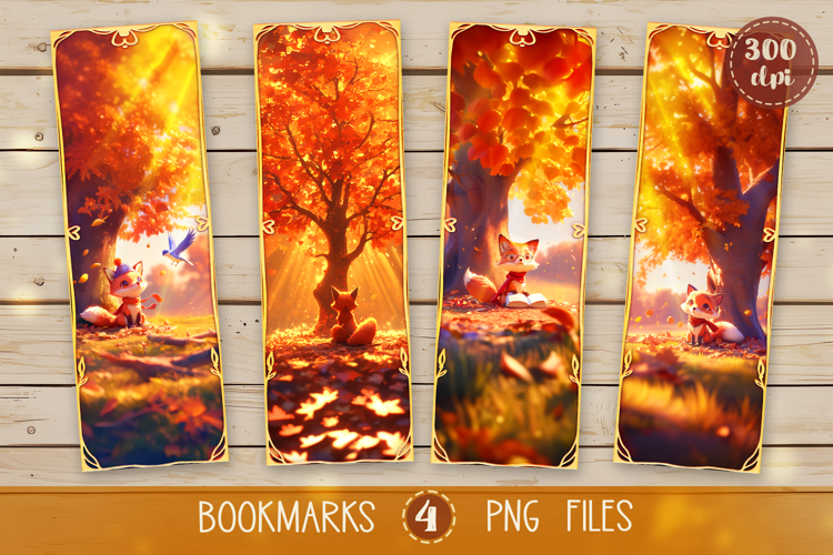 Bookmarks design - Autumn Foxy.