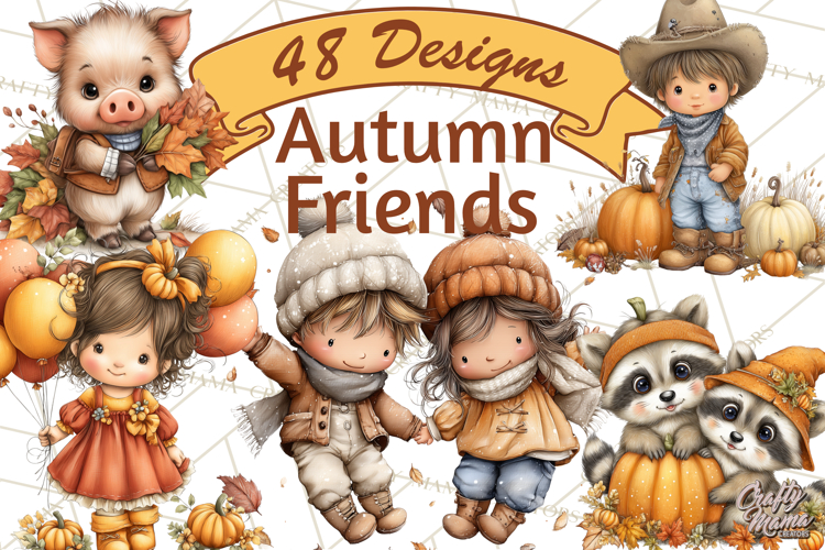 Pumpkin Patch Pals Clipart, Fall Farm Clip Art, PNG
