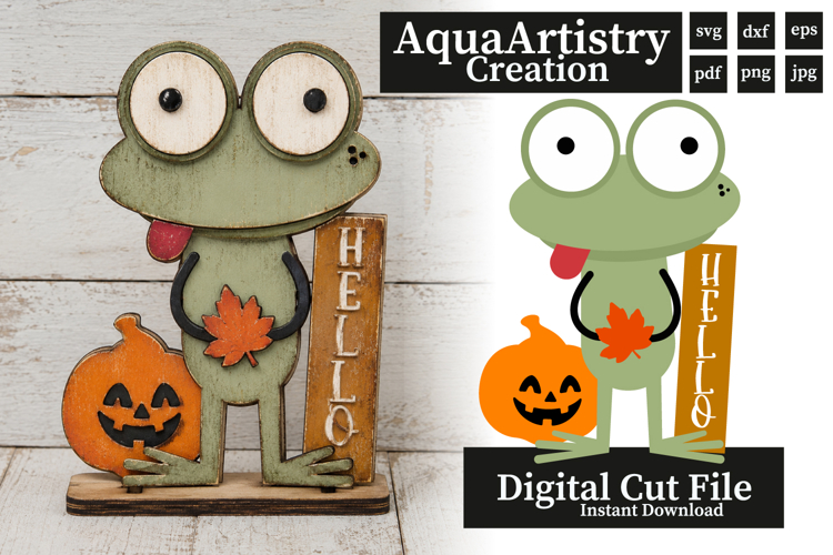 Autumn Silly Frog Welcome Sign Laser Cut SVG