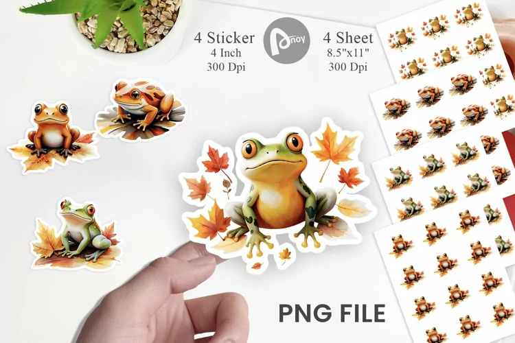 Autumn Frog Watercolor Sticker