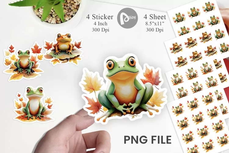 Autumn Frog Watercolor Sticker
