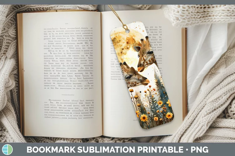 Autumn Giraffe Bookmark Sublimation Printable Designs