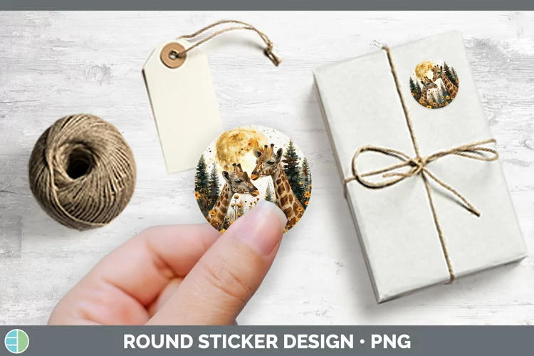 Autumn Giraffe Stickers | Round Labels Designs