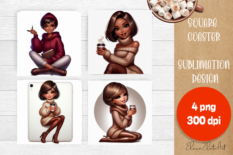 Beautiful Girl Square Coaster |autumn girl Colorful Design