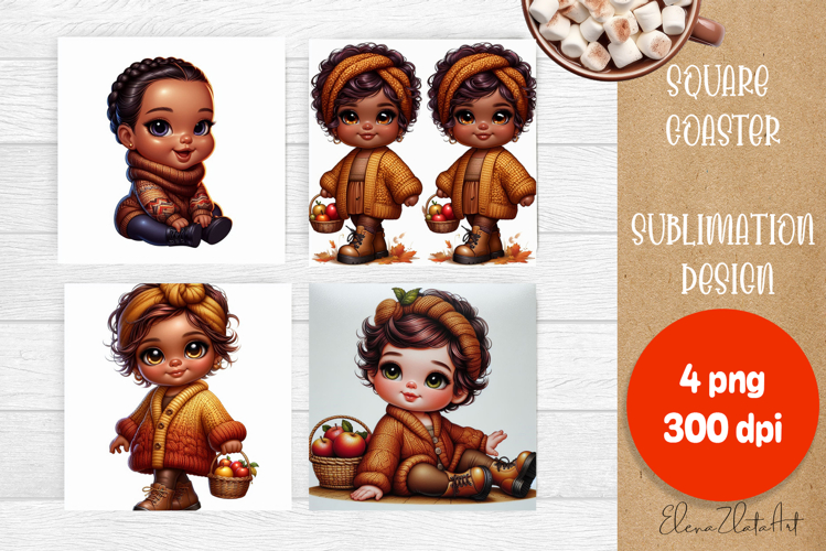 Beautiful Girl Square Coaster |autumn girl Colorful Design