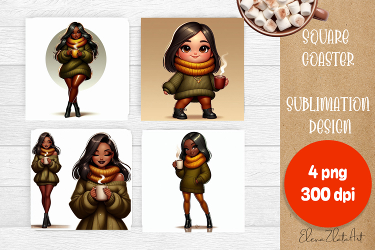 Beautiful Girl Square Coaster |autumn girl Colorful Design