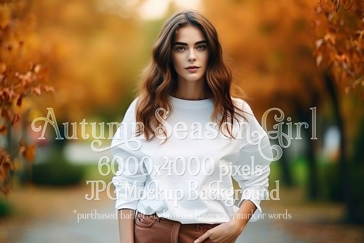 Autumn Girl Background, Autumn Woman Mockup, Sweatshirt, d1