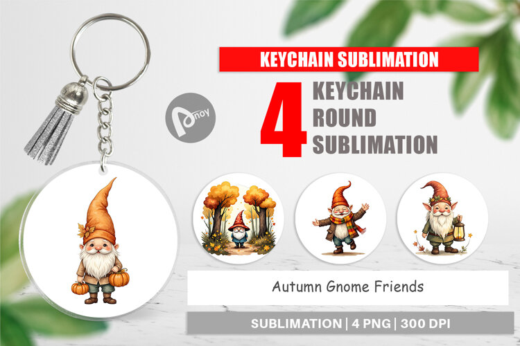 Keychain Autumn Gnome Friends example image 1