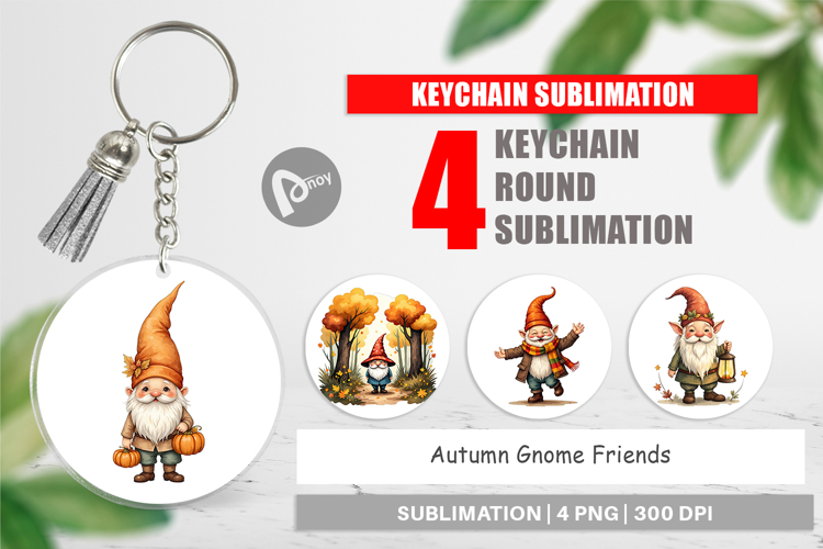 Keychain Autumn Gnome Friends