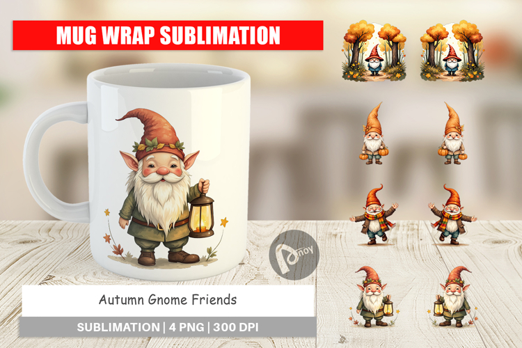 Mug Wrap Autumn Gnome Friends