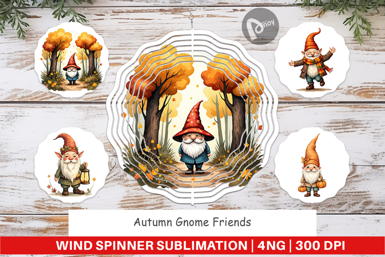Wind Spinner Autumn Gnome Friends