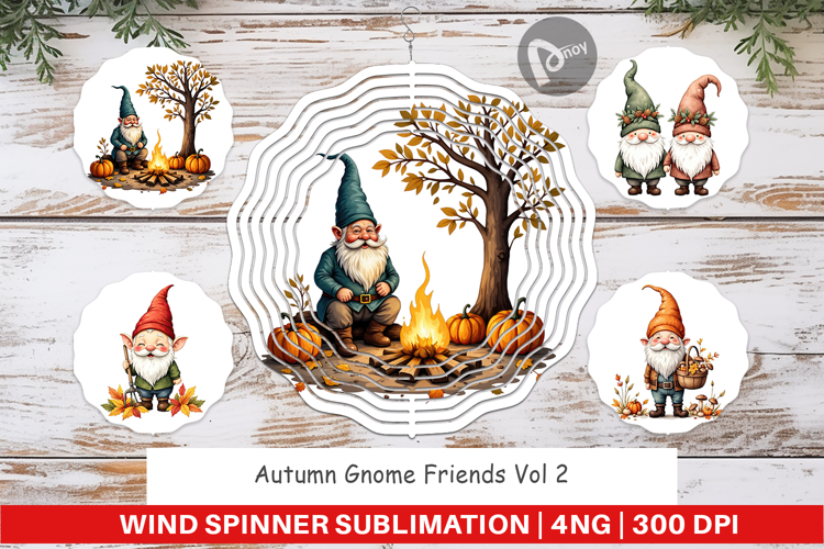Wind Spinner Autumn Gnome Friends