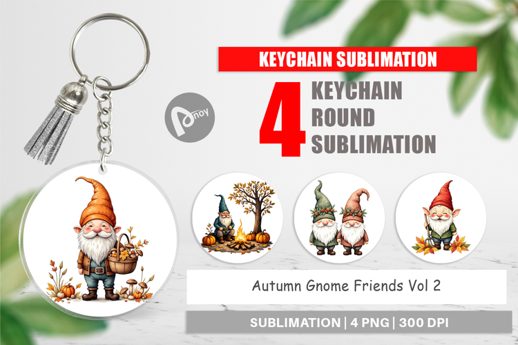 Keychain Autumn Gnome Friends