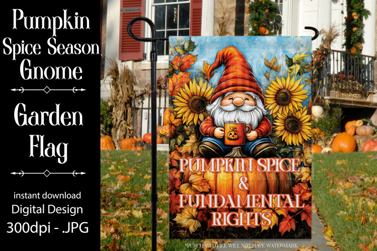 Pumpkin Spice Garden Flag, Fundamental Rights, Gnome Flag